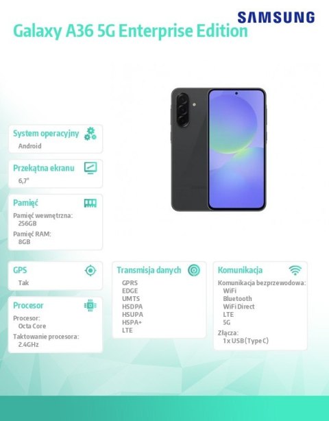 Smartfon Galaxy A36 5G 8/256GB Enterprise Edition czarny
