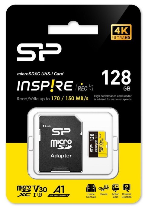 Karta pamięci microSDXC Inspire 128GB UHS-I U3 A1 V30 4K TLC