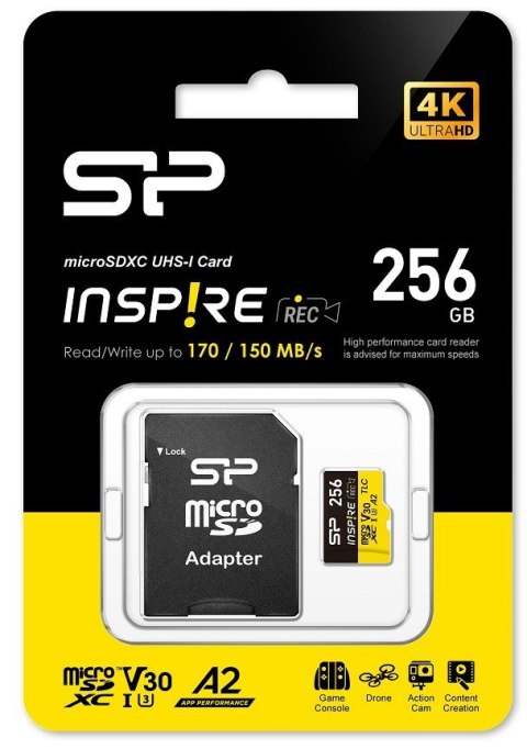 Karta pamięci microSDXC Inspire 256GB UHS-I U3 A2 V30 4K TLC