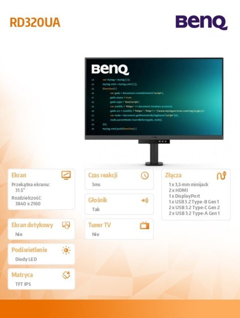 Monitor 31.5 cala RD320UA 4K LED 5ms/60Hz/IPS