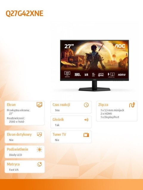 Monitor Q27G42XNE 27 cali Fast VA 180Hz HDMIx2 DP