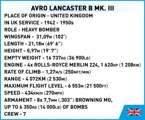 Klocki Avro Lancaster B.III 1595 klocków