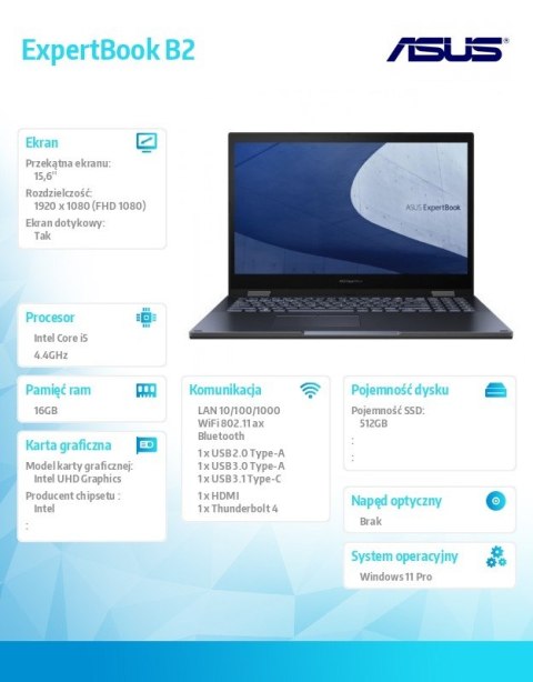 Notebook B2502FBA-E80043X i5-1240P 16GB/512GB/Windows 11 PRO