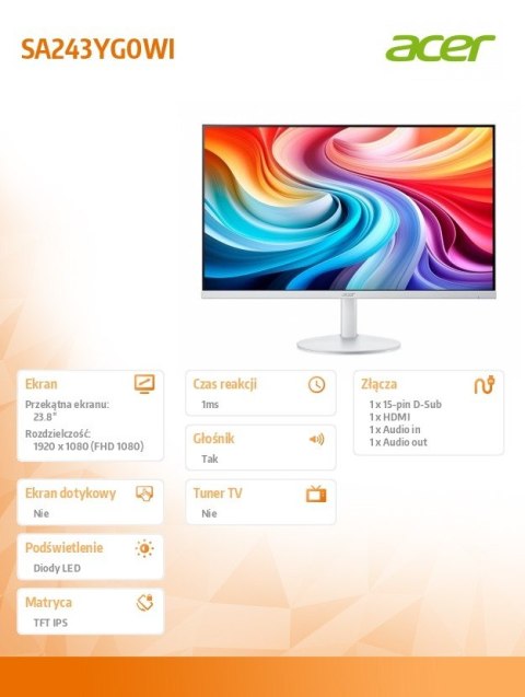 Monitor 24 cale SA243YG0WI IPS FHD 120Hz HDMI BIAŁY