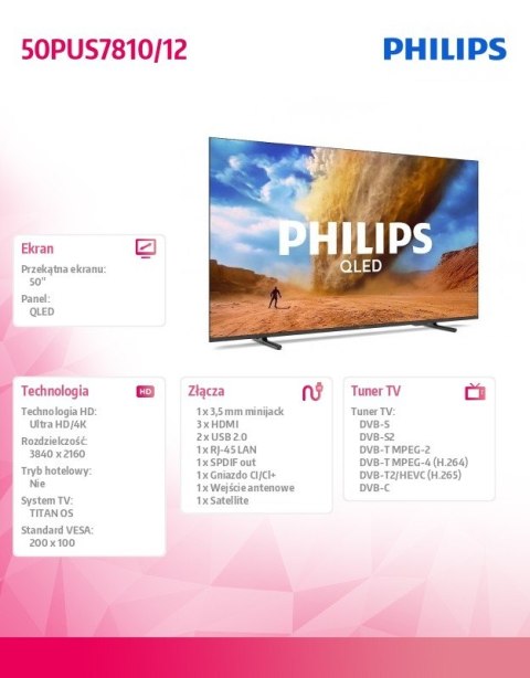 Telewizor QLED 50 cali 50PUS7810/12 Telewizor QLED 50 cali 50PUS7810/12