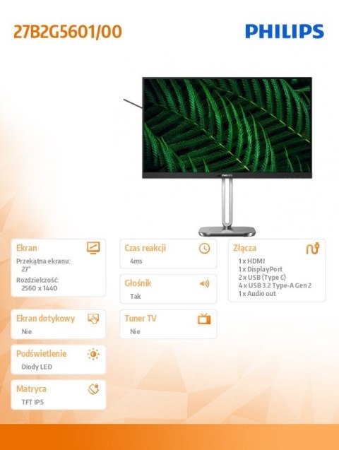 Monitor 27B2G5601 27 cali IPS 100Hz HDMI DP RJ45 USB-C Pivot Głośniki