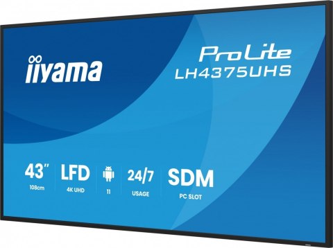 Monitor 43 cale LH4375UHS-B2AG,24/7,IPS,ANDROID.11,4K, WiFi, iiSignage2, FailOver, EShare, 24/7, full daisy chain Monitor 43 cale LH4375UHS-B2AG,24/7,IPS,ANDROID.11,4K, WiFi, iiSignage2, FailOver, EShare, 24/7, full daisy chain