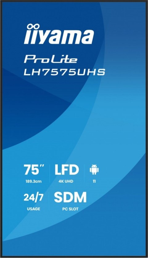 Monitor 75 cali LH7575UHS-B2AG,24/7,IPS,ANDROID.11,4K, WiFi, iiSignage2, FailOver, EShare, 24/7, full daisy chain Monitor 75 cali LH7575UHS-B2AG,24/7,IPS,ANDROID.11,4K, WiFi, iiSignage2, FailOver, EShare, 24/7, full daisy chain