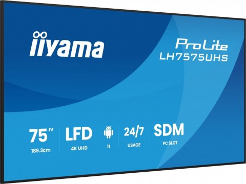 Monitor 75 cali LH7575UHS-B2AG,24/7,IPS,ANDROID.11,4K, WiFi, iiSignage2, FailOver, EShare, 24/7, full daisy chain Monitor 75 cali LH7575UHS-B2AG,24/7,IPS,ANDROID.11,4K, WiFi, iiSignage2, FailOver, EShare, 24/7, full daisy chain