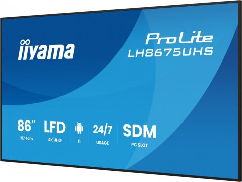 Monitor 86 cali LH8675UHS-B2AG,24/7,IPS,ANDROID.11,4K, WiFi, iiSignage2, FailOver, EShare, 24/7, full daisy chain Monitor 86 cali LH8675UHS-B2AG,24/7,IPS,ANDROID.11,4K, WiFi, iiSignage2, FailOver, EShare, 24/7, full daisy chain