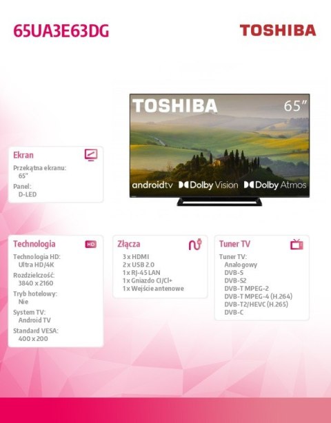 Telewizor LED 65 cali 65UA3E63DG Telewizor LED 65 cali 65UA3E63DG