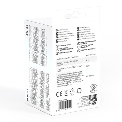 Uchwyt samochodowy na telefon SAVIO CH-05 Uchwyt samochodowy na telefon SAVIO CH-05