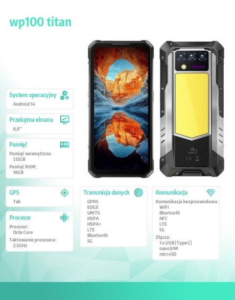 Smartfon WP100 Titan 5G 16/512GB IP69K czarny