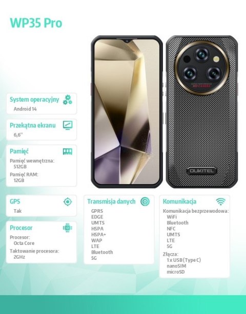 Smartfon WP35 Pro 5G 12/512GB IP69K szary