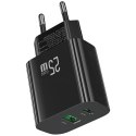 Ładowarka sieciowa 25W 1xUSB-C 1xUSB-A Fast Charging Czarna