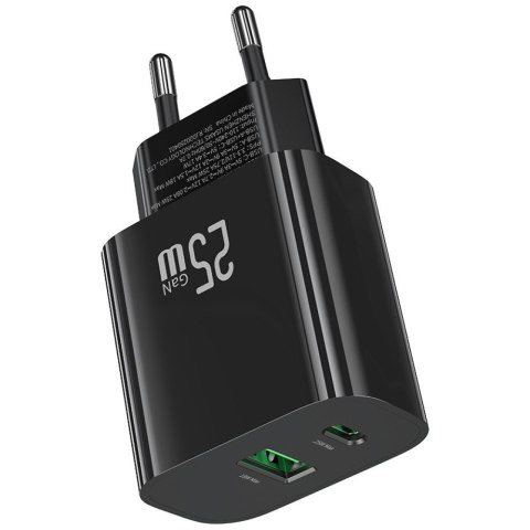 Ładowarka sieciowa 25W 1xUSB-C 1xUSB-A Fast Charging Czarna Ładowarka sieciowa 25W 1xUSB-C 1xUSB-A Fast Charging Czarna