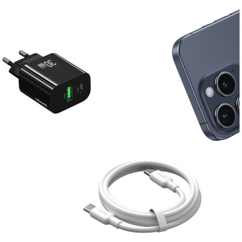 Ładowarka sieciowa 30W 1xUSB-C 1xUSB-A Fast czarging Czarna Ładowarka sieciowa 30W 1xUSB-C 1xUSB-A Fast czarging Czarna