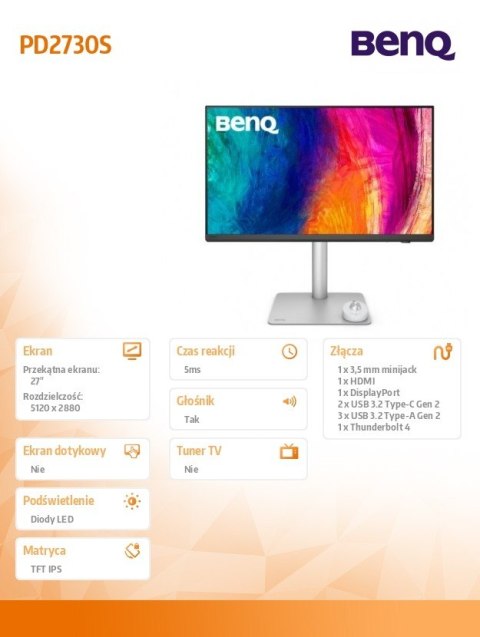 Monitor 27 cali PD2730S LED 5K IPS/60Hz/5ms/Graficzny