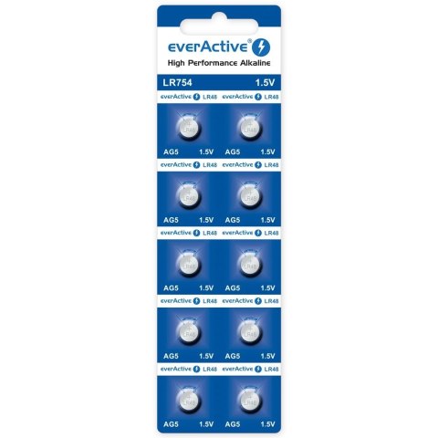 Baterie alkaliczne mini AG5/G5/LR754/LR48 blister 10 szt. Baterie alkaliczne mini AG5/G5/LR754/LR48 blister 10 szt.