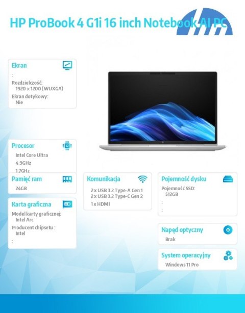 Notebook ProBook 4 G1i U5-225H 512GB/24GB/W11P/16.0 C51M3ET