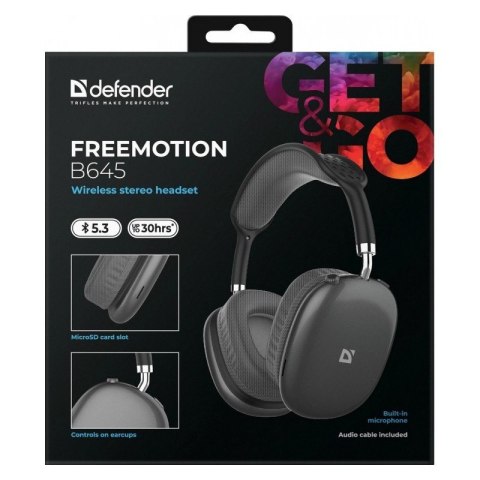 Słuchawki bezprzewodowe nauszne FREEMOTION B645 czarne Słuchawki bezprzewodowe nauszne FREEMOTION B645 czarne