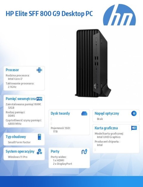 Komputer Elite 800 SFF G9 i7-14700 1TB/32GB/W11P C61RGET Komputer Elite 800 SFF G9 i7-14700 1TB/32GB/W11P C61RGET
