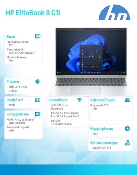 Notebook EliteBook 8 G1i U7-255U 1TB/32GB/W11P/16cali C51LZET