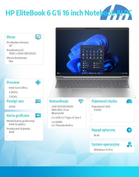 Notebook Elitebook 6 G1i U5-225U 512GB/24GB/W11P/16.0 C51GPET