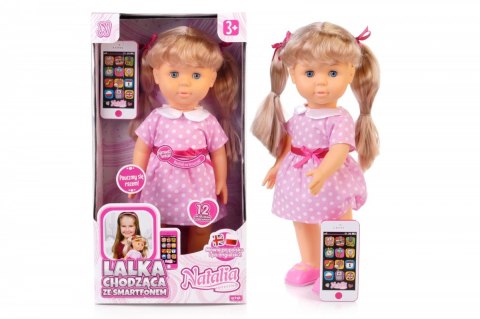 Lalka Natalia chodząca ze smartfonem 41cm