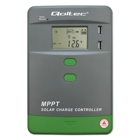 Solarny regulator ładowania MPPT z czujnikiem temperatury 40A | 12V/24V | LCD | 2xUSB | Bluetooth | APP | GEL | LiFePO4 Solarny regulator ładowania MPPT z czujnikiem temperatury 40A | 12V/24V | LCD | 2xUSB | Bluetooth | APP | GEL | LiFePO4