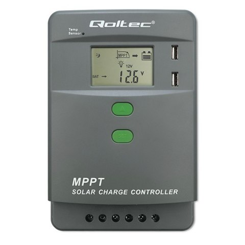 Solarny regulator ładowania MPPT z czujnikiem temperatury 40A | 12V/24V | LCD | 2xUSB | Bluetooth | APP | GEL | LiFePO4 Solarny regulator ładowania MPPT z czujnikiem temperatury 40A | 12V/24V | LCD | 2xUSB | Bluetooth | APP | GEL | LiFePO4