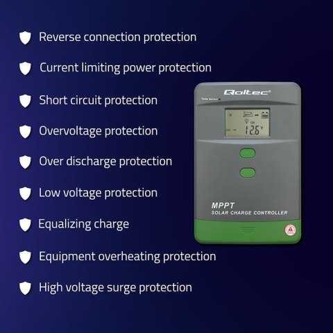 Solarny regulator ładowania MPPT z czujnikiem temperatury 60A | 12V/24V | LCD | Bluetooth | APP | GEL | LiFePO4 Solarny regulator ładowania MPPT z czujnikiem temperatury 60A | 12V/24V | LCD | Bluetooth | APP | GEL | LiFePO4