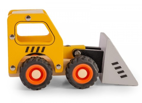 Drewniane auto z oponami Koparka