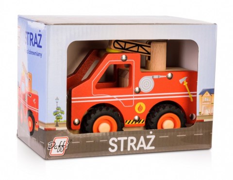 Drewniane auto z oponami Straż Pożarna