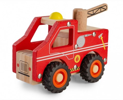 Drewniane auto z oponami Straż Pożarna