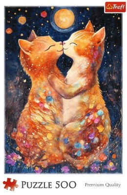 Puzzle 500 elementów Koty pocałunek w świetle księżyca