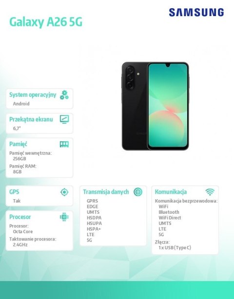 Smartfon Galaxy A26 5G 8/256GB czarny