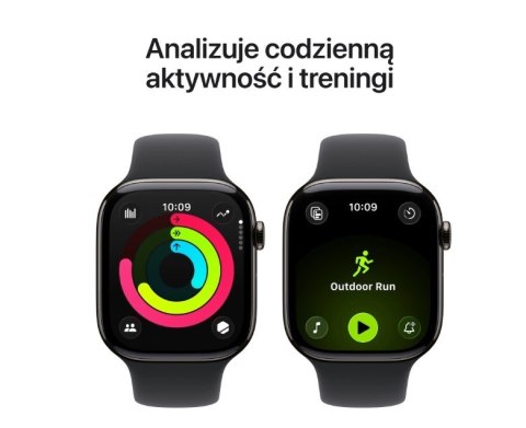 Watch Series 11 GPS + Cellular, koperta 42 mm z tytanu w kolorze łupku, pasek sportowy w kolorze czarnym - rozmiar S/M Watch Series 11 GPS + Cellular, koperta 42 mm z tytanu w kolorze łupku, pasek sportowy w kolorze czarnym - rozmiar S/M