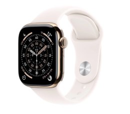 Watch Series 11 GPS + Cellular koperta 42 mm z tytanu w kolorze złotym, pasek sportowy w kolorze łagodnego różu - rozmiar S/M