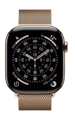 Watch Series 11 GPS + Cellular, koperta 42 mm z tytanu w kolorze złotym, bransoleta mediolańska w kolorze złotym