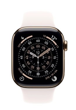 Watch Series 11 GPS + Cellular koperta 46 mm z tytanu w kolorze złotym, pasek sportowy w kolorze łagodnego różu - rozmiar S/M