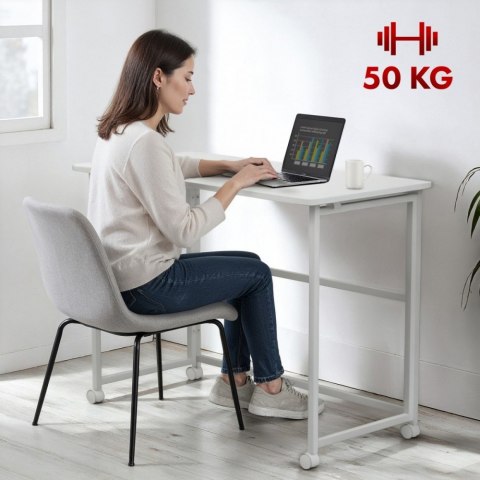 Biurko, stolik z kółkami MC-1250W 100x50 cm blat, max 50kg Białe Biurko, stolik z kółkami MC-1250W 100x50 cm blat, max 50kg Białe