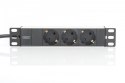 Listwa zasilająca PDU 10 cali RACK 3xSchuko, 2m 1xSchuko, 16A, Aluminiowa