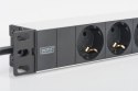 Listwa zasilająca PDU 10 cali RACK 3xSchuko, 2m 1xSchuko, 16A, Aluminiowa