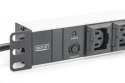 Listwa zasilająca PDU 19 cali RACK 10xC13, 2m 1xC14, 10A aluminiowa