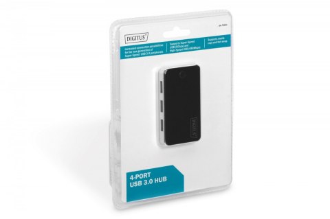 Hub USB 3.0 4-portowy SuperSpeed 5Gbps, czarny Hub USB 3.0 4-portowy SuperSpeed 5Gbps, czarny