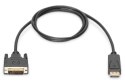 Kabel adapter Displayport z zatrzaskiem 1080p 60Hz FHD Typ DP/DVI-D (24+1) M/M 1m Czarny
