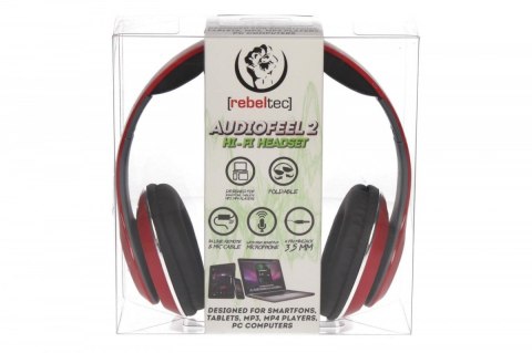 Stereo słuchawki z mikrofonem 4pin mini jack AUDIOFEEL2 Czerwone