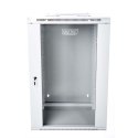 Szafa wisząca dwusekcyjna 19 15U 759/600/600mm, drzwi szklane, szara (RAL 7035), zmontowana