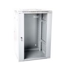 Szafa wisząca dwusekcyjna 19 15U 759/600/600mm, drzwi szklane, szara (RAL 7035), zmontowana